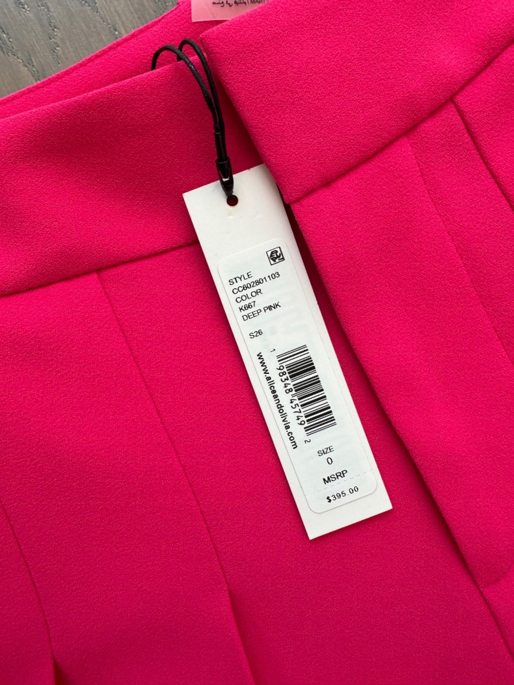 Alice + Olivia Blaire High Rise Pleated Pants Trousers Deep Pink Size 0 w/ Tags - Picture 4 of 9